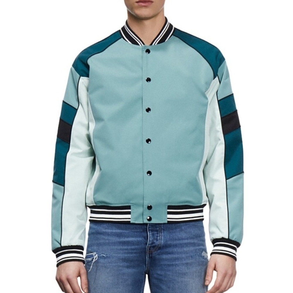 NWT The Kooples Colorblock Patchwork Varsity Bomber Jacket Size Small